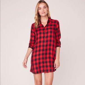 BB Dakota Red and Black Buffalo Plaid Button-Front Mini Dress
